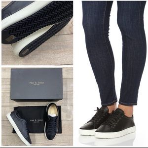 Rag & Bone Kent Lace Up Leather Sneakers In Black size 5